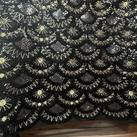 Aidan Mattox Black Stretch Lace Beaded Blouson Dress Size 4 - Picture 4 of 16